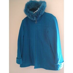 MDP Designs New York 100% Wool GENUINE Dyed Fox Fur Full Zip Jacket Lined XL